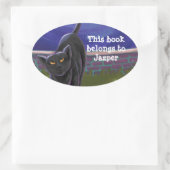 Zwarte kattebakkerij ovale sticker (Tas)