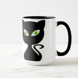 Zwarte kattebeker Koffievormgroene ogen Mok
