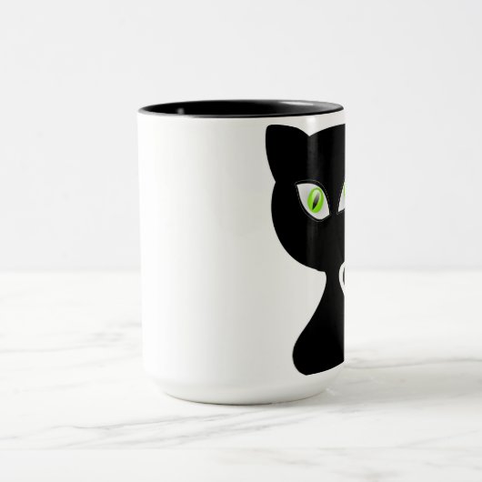 Zwarte kattebeker Koffievormgroene ogen Mok (Midden)