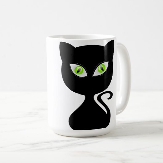 Zwarte kattebeker Koffievormgroene ogen Mok (Voorkant rechts)