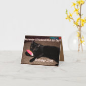 Zwarte kattedag kaart (Gele Bloem)