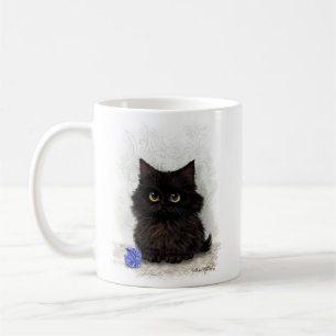 Zwarte kattekaart koffiemok