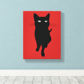 Zwarte kattekatje canvas afdruk (Insitu (Houten vloer))