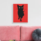 Zwarte kattekatje canvas afdruk (Insitu (Woonkamer))