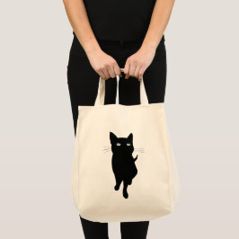 Zwarte kattekatje tote bag