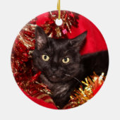 Zwarte kattekerst keramisch ornament (Achterkant)