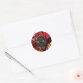 Zwarte kattekerst ronde sticker (Envelop)