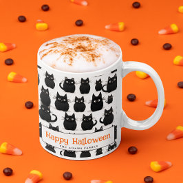 Zwarte katten aangepaste naam Happy Halloween Koffiemok