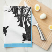 zwarte katten Art Theedoek (Quarter Fold)