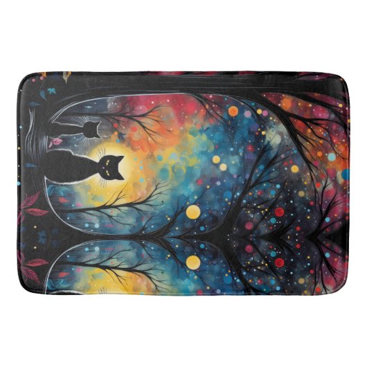 Zwarte katten badmat (Voorkant)