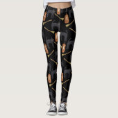 Zwarte katten, bezems en pompoenen | Halloween Leggings (Voorkant)