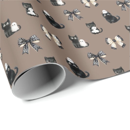 Zwarte katten, bogen en geesten cadeaupapier (Rol Hoek)