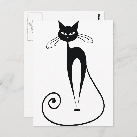Zwarte katten briefkaart (Voorkant / Achterkant)