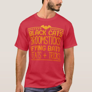 Zwarte katten Broomsticks Vliegende vleermuizen T-shirt