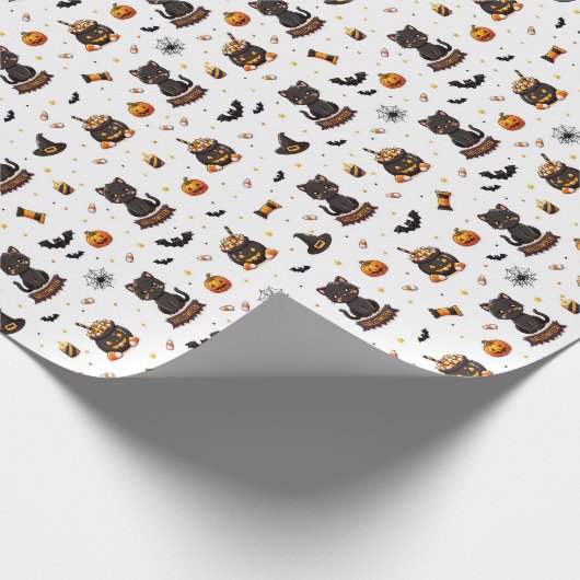 Zwarte katten cadeaupapier (Hoek)
