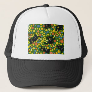 Zwarte Katten Cute Zwarte Katten Bloemrijke Weid Trucker Pet