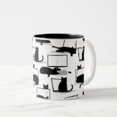 Zwarte katten die op de Mok van het laptoppatroon  (Voorkant rechts)