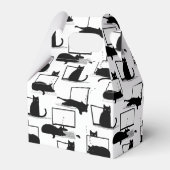 Zwarte katten die op het laptoppatroon zitten bedankdoosjes (Voorkant Zijde)