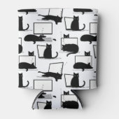 Zwarte katten die op het laptoppatroon zitten blikjeskoeler (Voorkant)