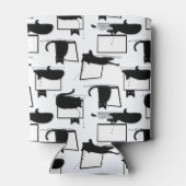 Zwarte katten die op het laptoppatroon zitten blikjeskoeler (Achterkant)