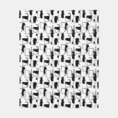 Zwarte katten die op het laptoppatroon zitten fleece deken (Voorkant)