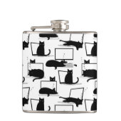 Zwarte katten die op het laptoppatroon zitten heupfles (Voorkant)