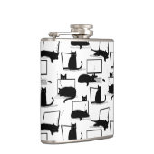 Zwarte katten die op het laptoppatroon zitten heupfles (Rechts)