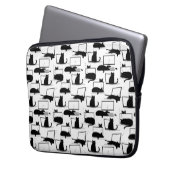 Zwarte katten die op het laptoppatroon zitten laptop sleeve (Voorkant Links)