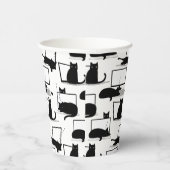 Zwarte katten die op het laptoppatroon zitten papieren bekers (Rechts)