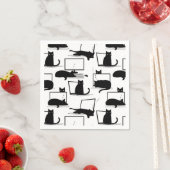 Zwarte katten die op het laptoppatroon zitten servet (Insitu)