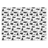 Zwarte katten die op het laptoppatroon zitten tafelkleed (Voorkant (Horizontaal))