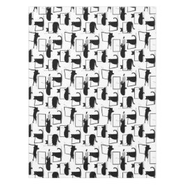 Zwarte katten die op het laptoppatroon zitten tafelkleed