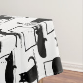 Zwarte katten die op het laptoppatroon zitten tafelkleed (Voorbeeld)