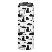 Zwarte katten die op het laptoppatroon zitten thermosbeker (Achterkant)