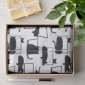 Zwarte katten die op het laptoppatroon zitten tissuepapier (Geschenk)