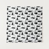 Zwarte katten die op het laptoppatroon zitten wandkleed (Voorkant)