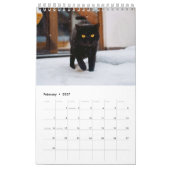 Zwarte katten één pagina kalender (Feb 2027)