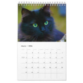 Zwarte katten één pagina kalender (Mar 2026)