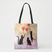 Zwarte katten en ballonnen tote bag (Voorkant)