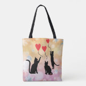 Zwarte katten en ballonnen tote bag (Achterkant)