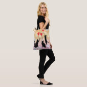Zwarte katten en ballonnen tote bag (Op model)