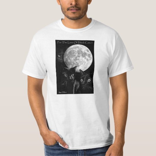 Zwarte katten en de maan t-shirt (Voorkant)