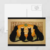 Zwarte katten en een Jack O'Lantern Briefkaart (Voorkant / Achterkant)