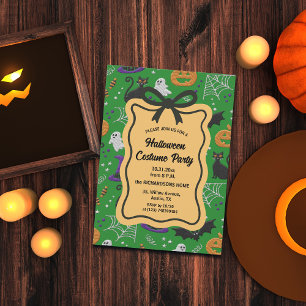 Zwarte katten en geesten Halloween kostuumfeest Kaart