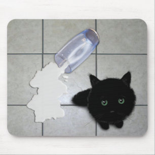Zwarte katten- en gelekte melk muismat