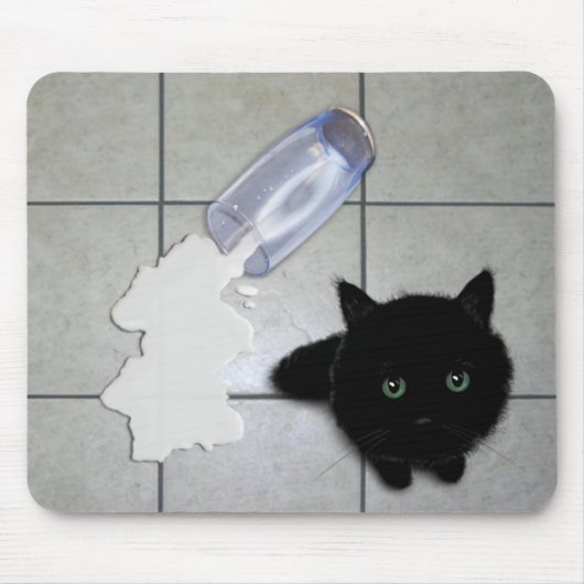 Zwarte katten- en gelekte melk muismat (Voorkant)