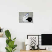 Zwarte katten- en gelekte melk poster (Thuiskantoor)