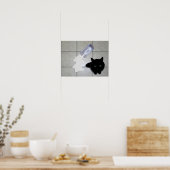Zwarte katten- en gelekte melk poster (Keuken)