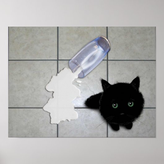 Zwarte katten- en gelekte melk poster (Voorkant)
