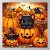 Zwarte katten en Jack-O-Lanterns Poster (Voorkant)